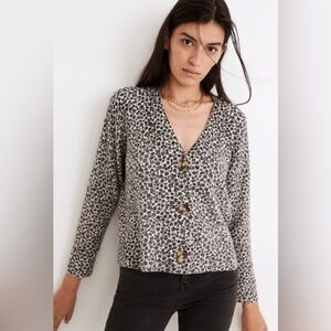 Vintage Ditsy Cameron Ribbed Cardigan Sweater in Coziest Yarn, size small